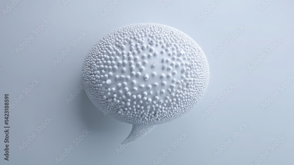 Poster white sphere surrounded by multiple smaller spheres representing active conversation and communicati