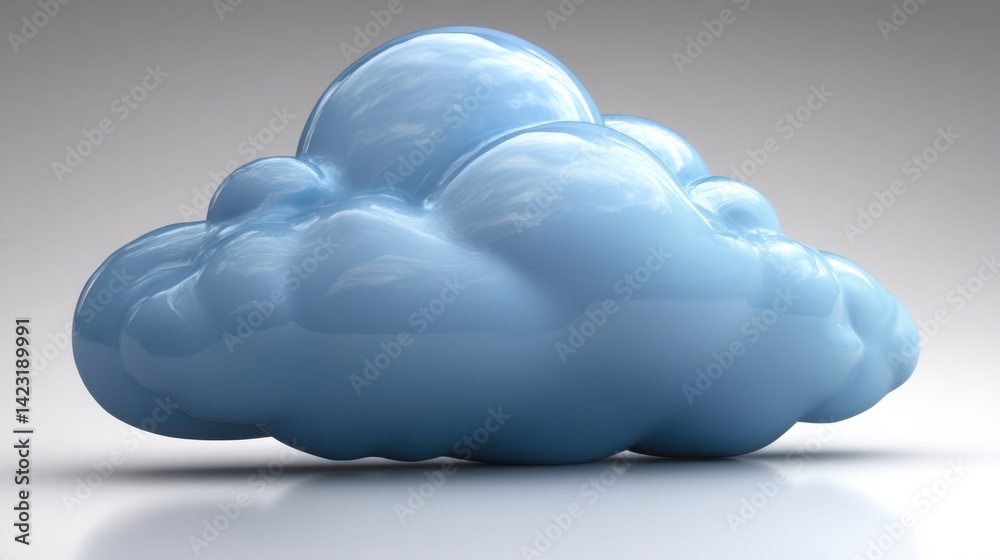 Poster a soft blue cloud with multiple paths splitting from it representing multi-directional data flow in 