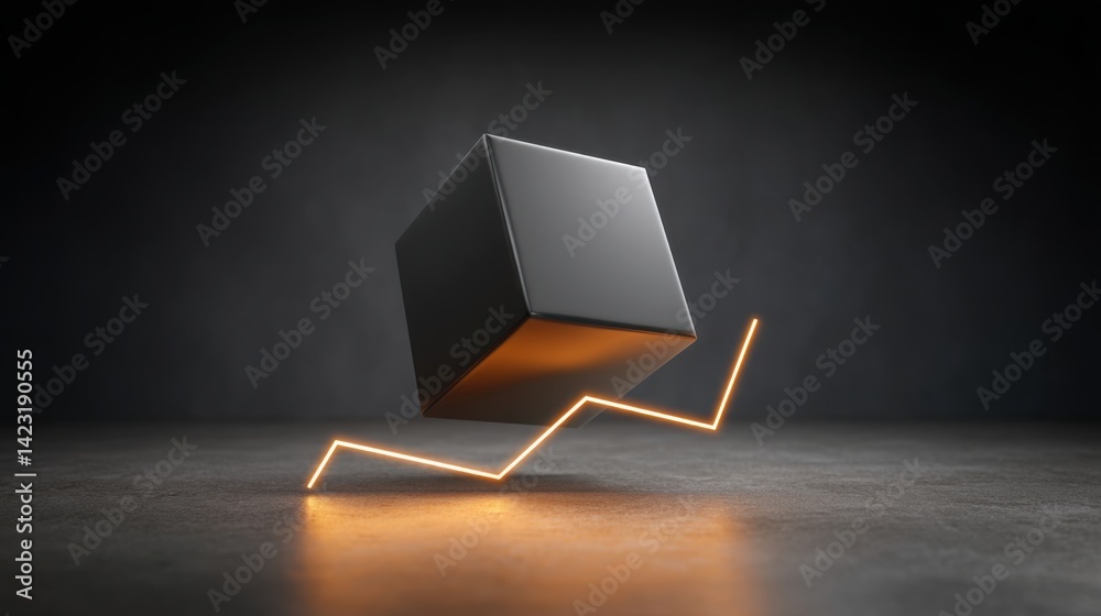 Poster illuminated cube with radiant light emitting from its core creating a stunning visual effect of inno