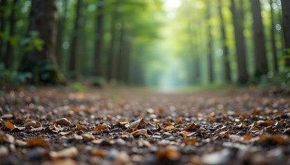 Forest Ground Close Up with Soft Blurry Background