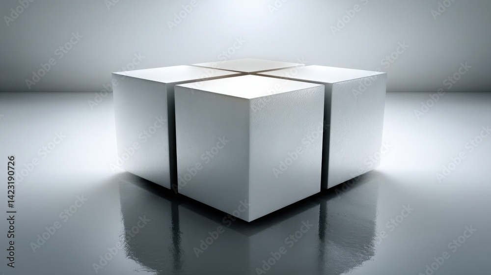 Poster a radiantly illuminated white cube surrounded by light creating an artistic representation of data p