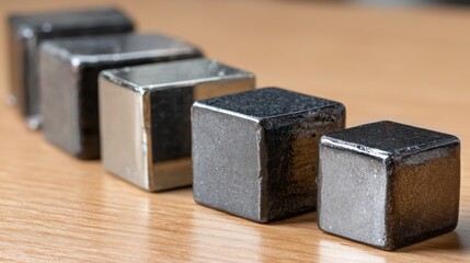 A couple of cubes positioned on a table surface creating a simple yet effective representation of data analysis metrics