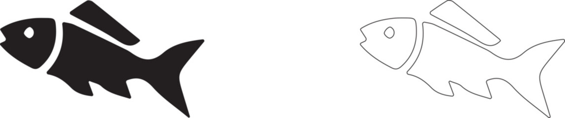 Fish vector icon isolated on white background.