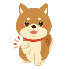 Obraz premium お手をする柴犬のイラスト