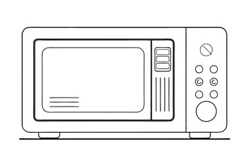 Microwave Oven Simple Line Drawing Vector