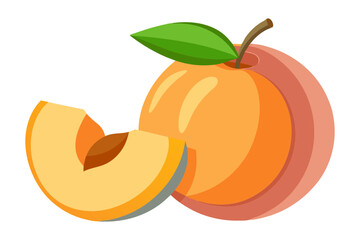 Peach Half and Whole Line Art Vector