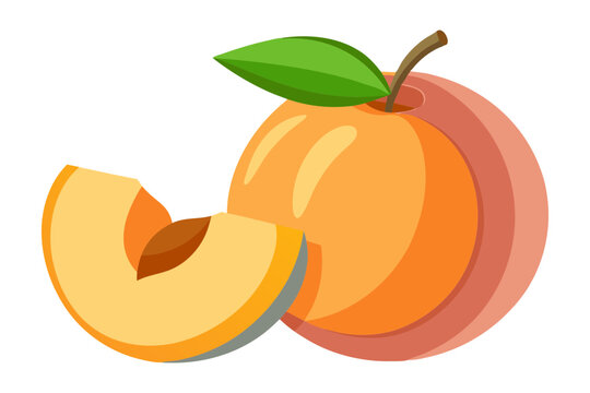 orange peach fruit slice green leaf clip art preview