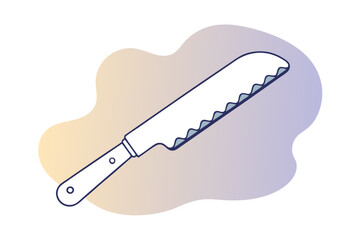 Knife for Slicing Bread Vector Line Drawing