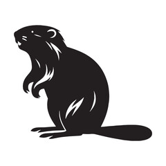 Simplified vector beaver icon with sharp silhouette design – beaver silhouette – beaver vector – beaver illustration – silhouette of beaver – beaver icon

