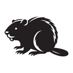 Flat vector beaver icon with bold shapes and distinct silhouette – beaver silhouette – beaver vector – beaver illustration – silhouette of beaver – beaver icon

