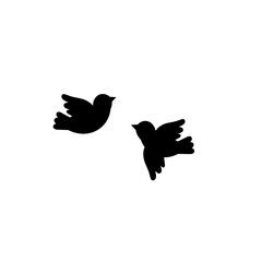 Birds silhouette on white background. Vector illustration.