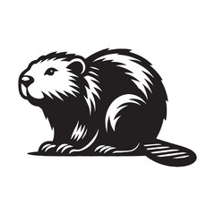 Abstract flat beaver illustration in solid black vector design – beaver silhouette – beaver vector – beaver illustration – silhouette of beaver – beaver icon

