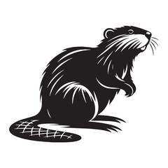 Stylized beaver silhouette in minimal geometric vector art – beaver silhouette – beaver vector – beaver illustration – silhouette of beaver – beaver icon   © Naseem