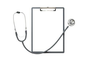 Medical Clipboard and Stethoscope on Transparent  background