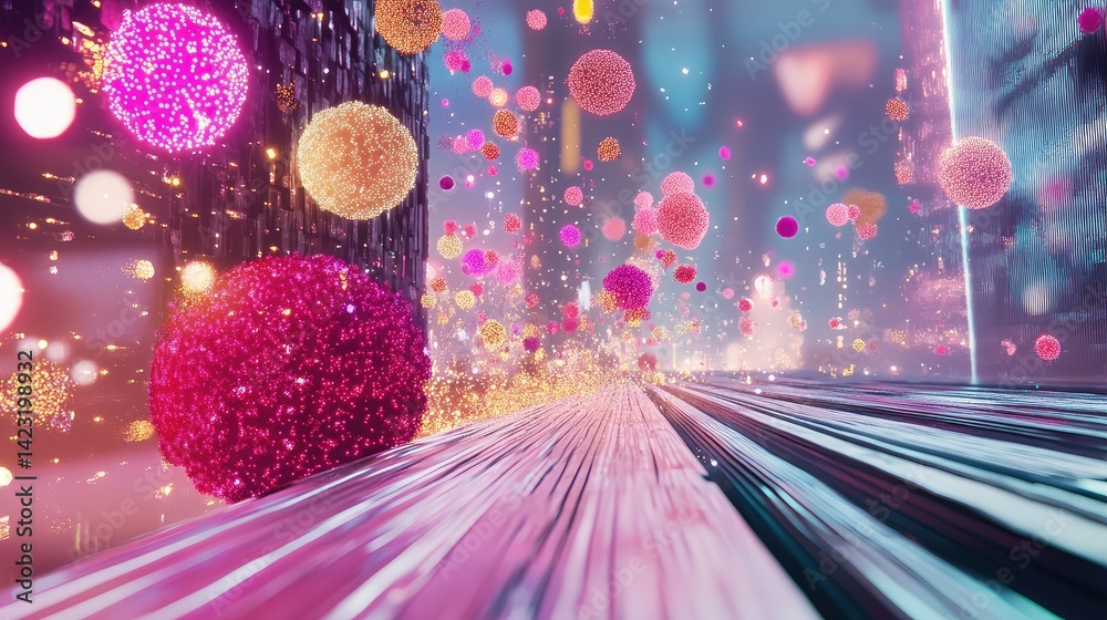 Poster fast data flow in a cyber mesh grid, neural points light up as signals travel wirelessly