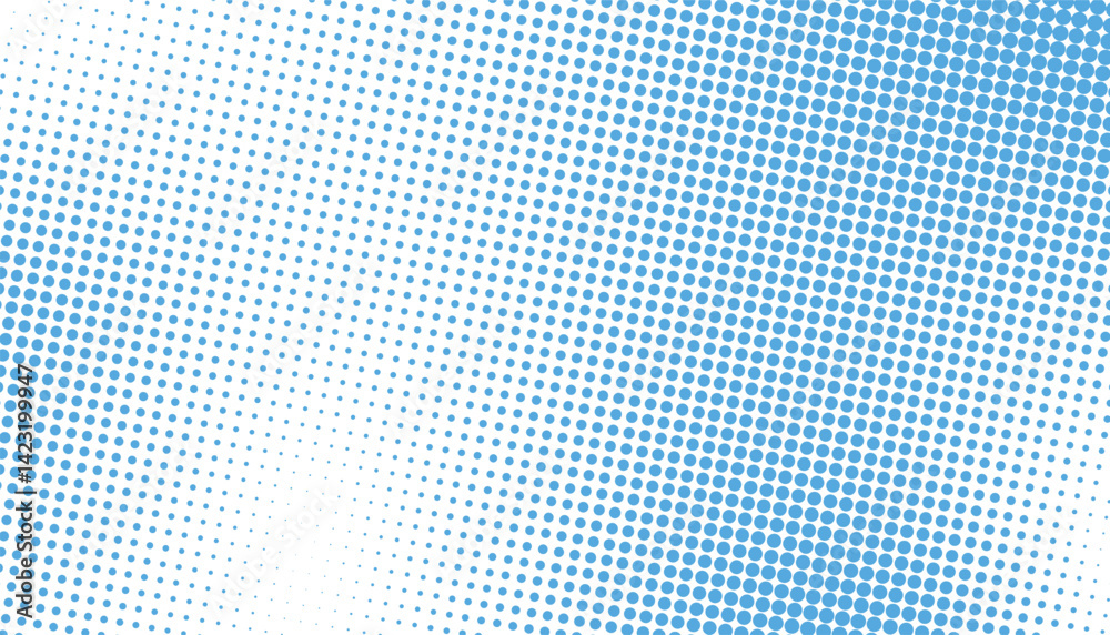Aufkleber digital dotted mesh with gradient effect. blue dotted background. monochrome halftone pattern. comic