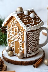 Adorable Gingerbread House Mug Christmas Cookie