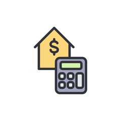 House calculation colored icons, minimalist vector illustration ,simple transparent graphic element .Isolated on white background