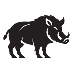 Digital-ready boar vector illustration with firm silhouette presence – boar silhouette – boar vector – boar illustration – silhouette of boar – boar icon

