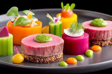 Keto meal presentation with elegant plating and soft lighting