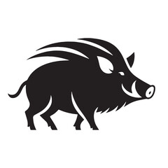 Ultra-minimal boar icon formed in block-style silhouette – boar silhouette – boar vector – boar illustration – silhouette of boar – boar icon

