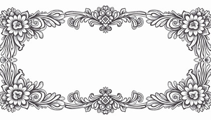 Ornate floral border design with flowers and decorative elements