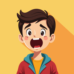 Obraz premium Boy appearing shocked and screaming against a yellow background