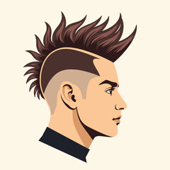 Stylish young man with mohawk hairstyle on plain background