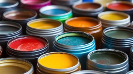 Colorful Shoe Polish Tins Displayed in Workshop