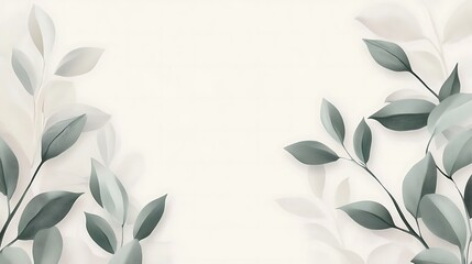 Elegant Green and White Botanical Leaf Design