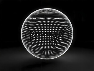 Sphere with white dots of light on a black background