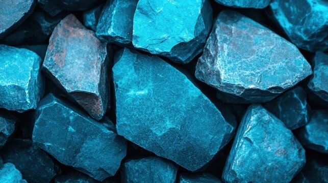 Textured green-blue rocky surface in mountain landscape close-up shot natural environment