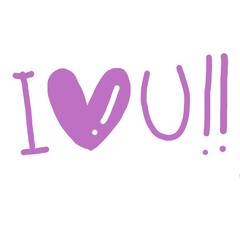I love you symbol in magenta color