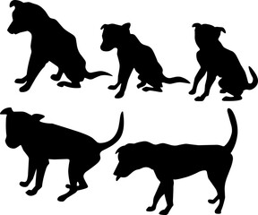 five styles of dog silhouettes