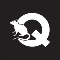 Initial Rat Logo Combine With Letter Q Vector Template