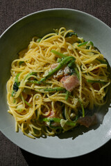 ほうれん草とベーコンのクリームパスタ