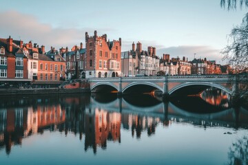 Obraz premium premium quality image of city with buildings and a bridge