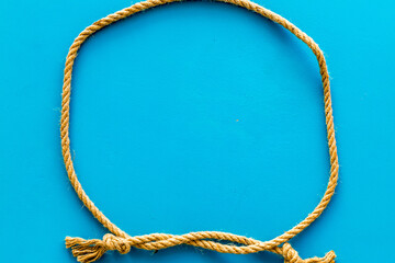 rope frame on blue background top view mock up