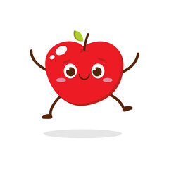 Happy Apple Character Jumping – Cute Fruit Mascot Illustration