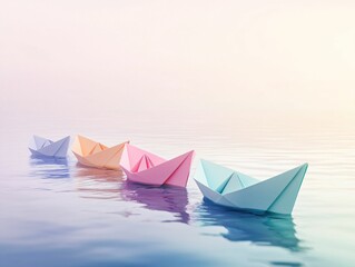 Obraz premium Paper Boats on Calm Water