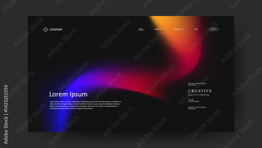 Wall mural abstract wave futuristic design of landing page. retro fluid gradient website design