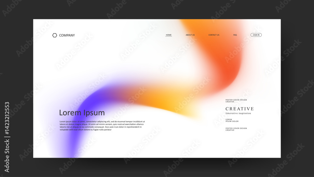 Wall mural abstract wave futuristic design of landing page. retro fluid gradient website design