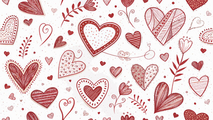Colorful red and white heart patterns for romantic themes.