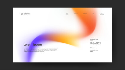 Fototapeta premium Abstract wave futuristic design of landing page. retro fluid gradient website design