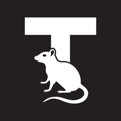 Initial Rat Logo Combine With Letter T Vector Template