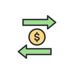 Cash flow colored icons, minimalist vector illustration ,simple transparent graphic element .Isolated on white background