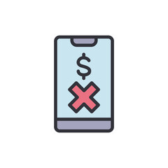 Obraz premium Cancel payment colored icons, minimalist vector illustration ,simple transparent graphic element .Isolated on white background