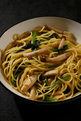 キノコとほうれん草の和風パスタ