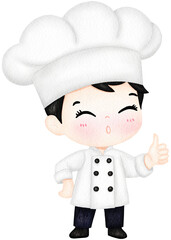 Cute Watercolor Professions Characters in Thai Uniforms