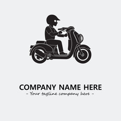 Scooter silhouette illustration black and white for logo company vector image
